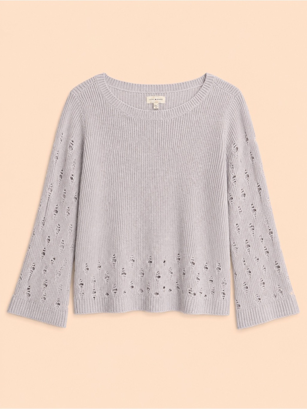 LUCKY BRAND GREY WOMENS DISTRESSED SWEATER